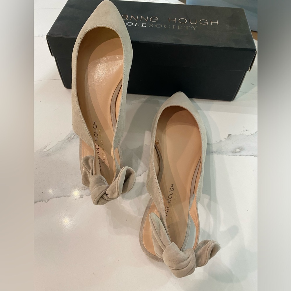 Sole Society Julianne Hough Beige flats slingback with Bow Detail 7.5